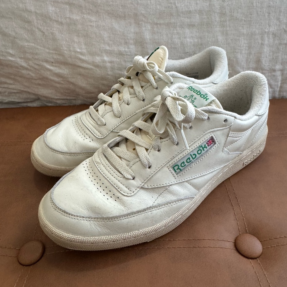 Reebok Club C Cream and Green Sneakers